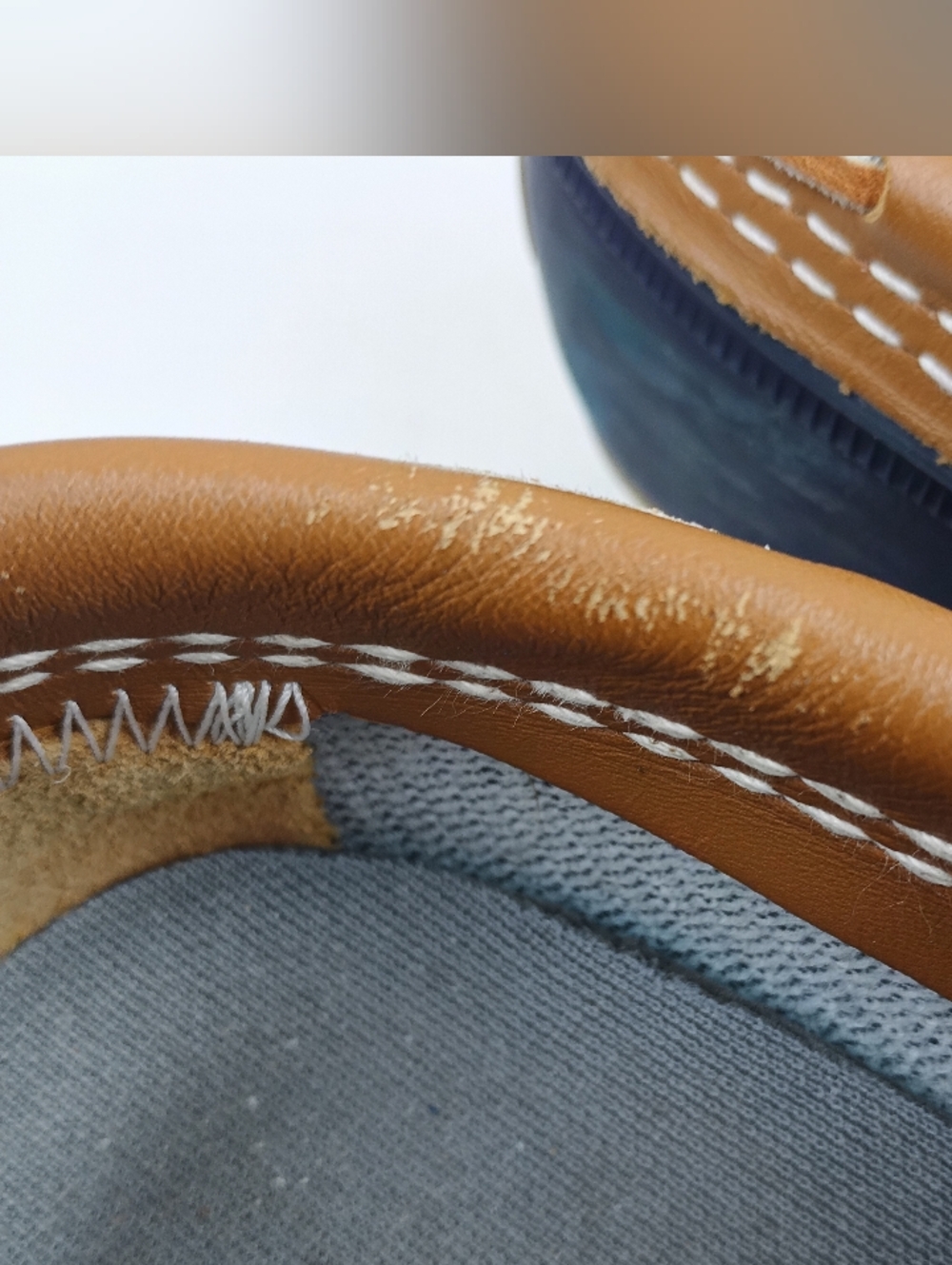 L.L. Bean tan leather &blue rubber low ankle gumshoe duck boot womens sz. 7M - Picture 15 of 15